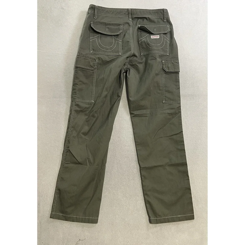 True Religion Cargo Pants Men's Size 32x31 Green Cargo Pockets Relaxed